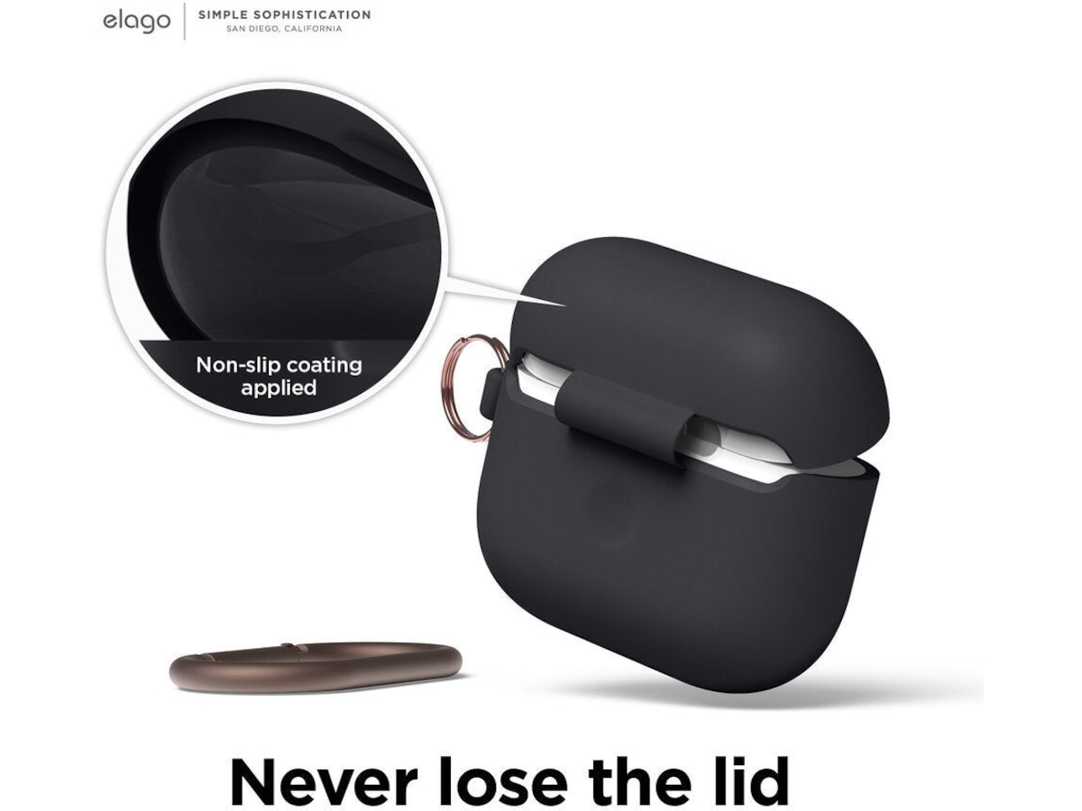 Elago Airpods 3 Silikonetui med karabinkrok (nightglow) Tilbehør til hodetelefoner