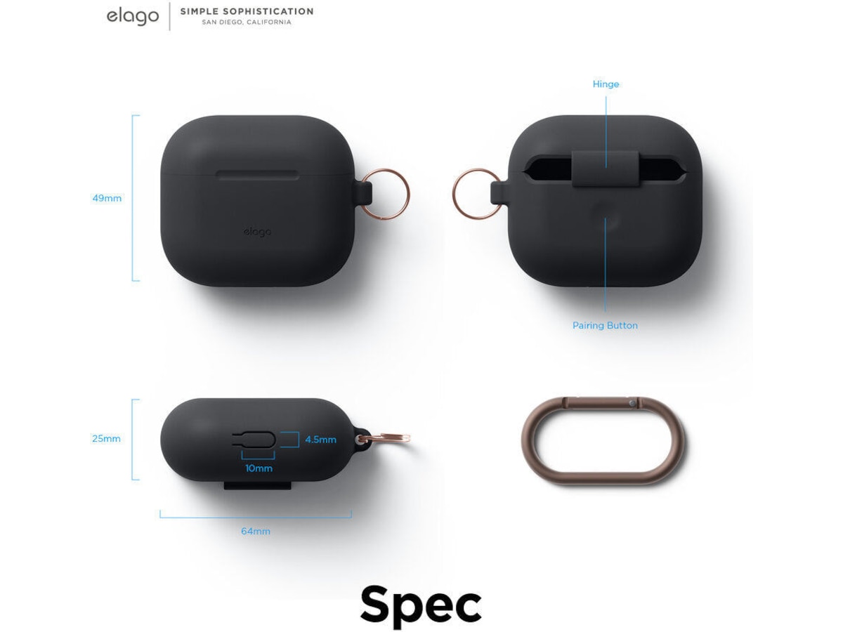 Elago Airpods 3 Silikonetui med karabinkrok (nightglow) Tilbehør til hodetelefoner