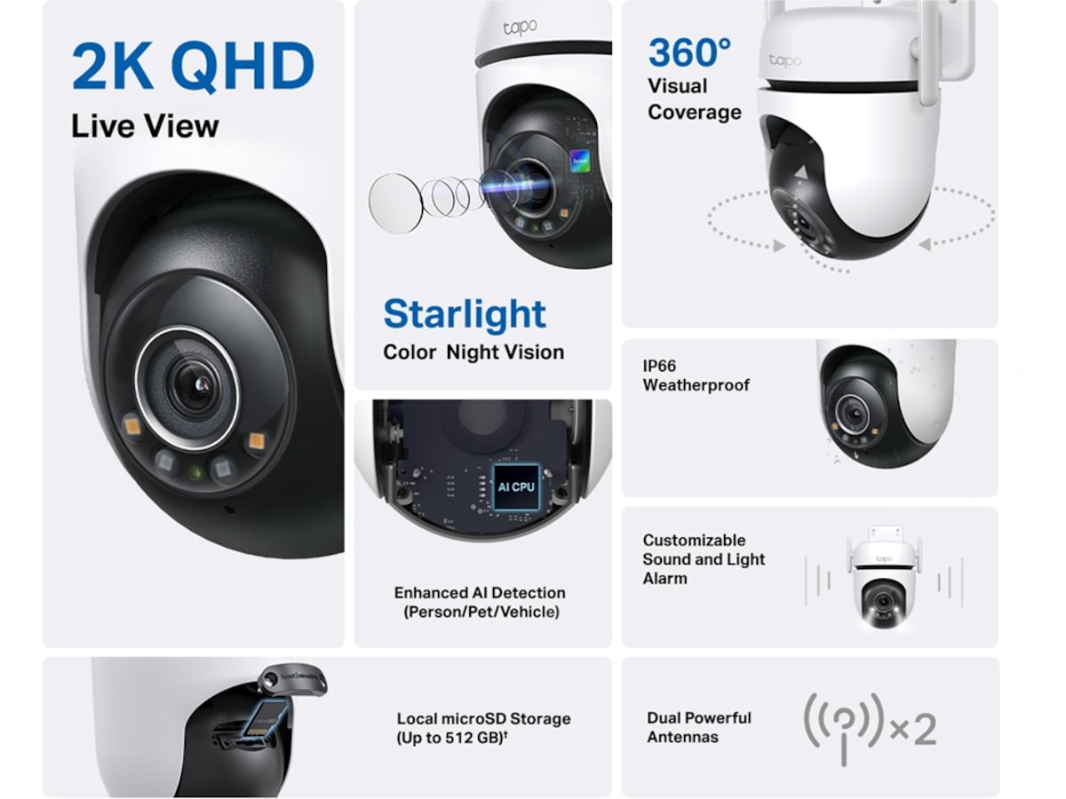 TP-Link Tapo C520WS WiFi utendørs overvåkningskamera Overvåkningskameraer