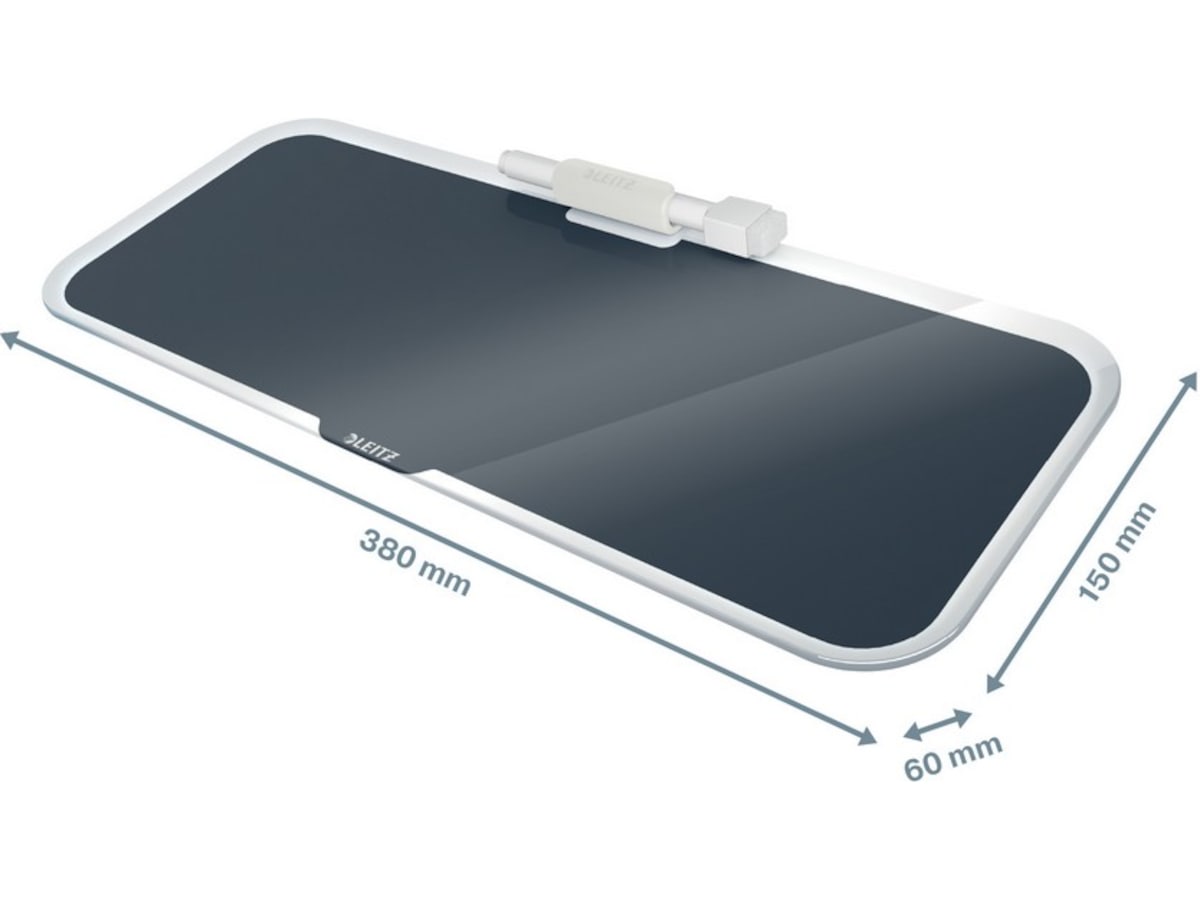 Leitz Cosy Notatplate med glassoverflate som en whiteboard -fløyelsgrå Whiteboardtavler