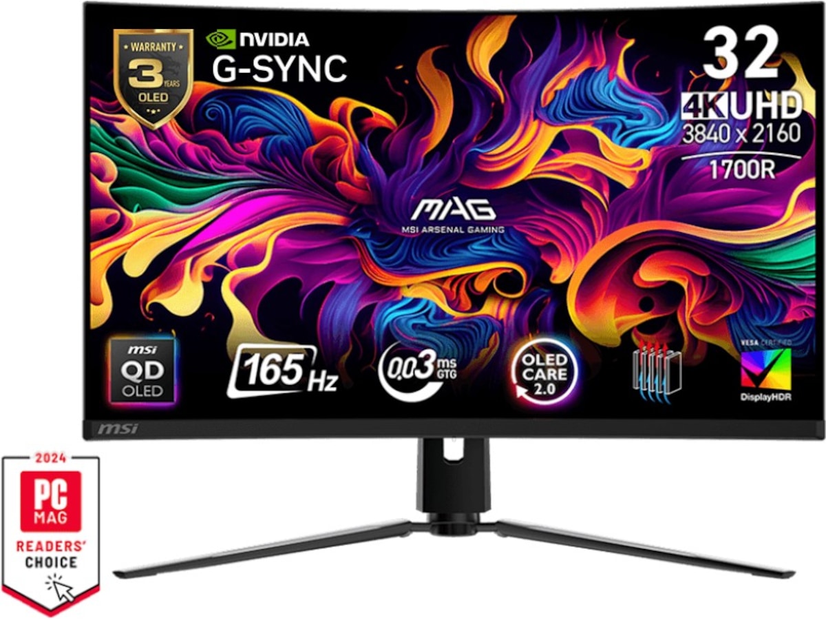 MSI 32" 4K curved gamingskjerm MAG 321CUP QD-OLED Skjermer
