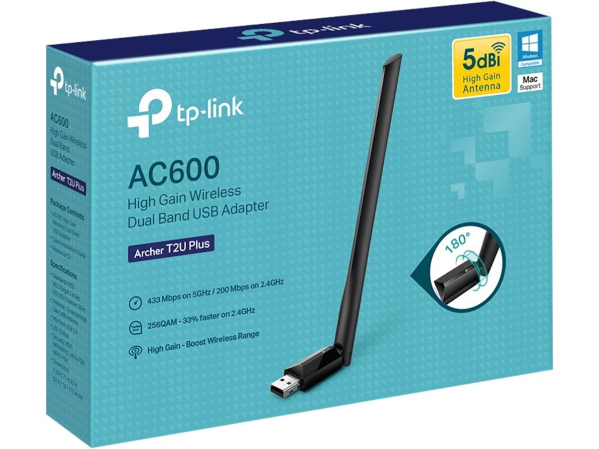 TP-Link Archer T2U Plus USB Adapter Nettverkskort