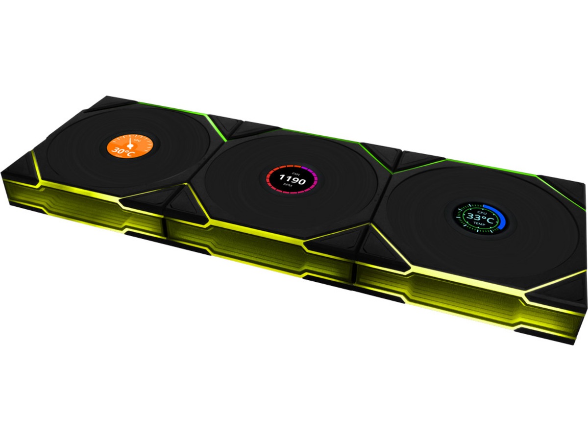 Lian Li UNI FAN TL Wireless LCD Reverse 3pk (sort) -B-Grade Demo annet i datautstyr