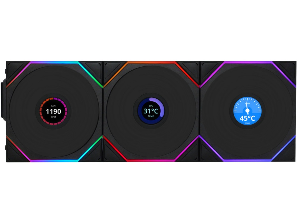 Lian Li UNI FAN TL Wireless LCD Reverse 3pk (sort) -B-Grade Demo annet i datautstyr