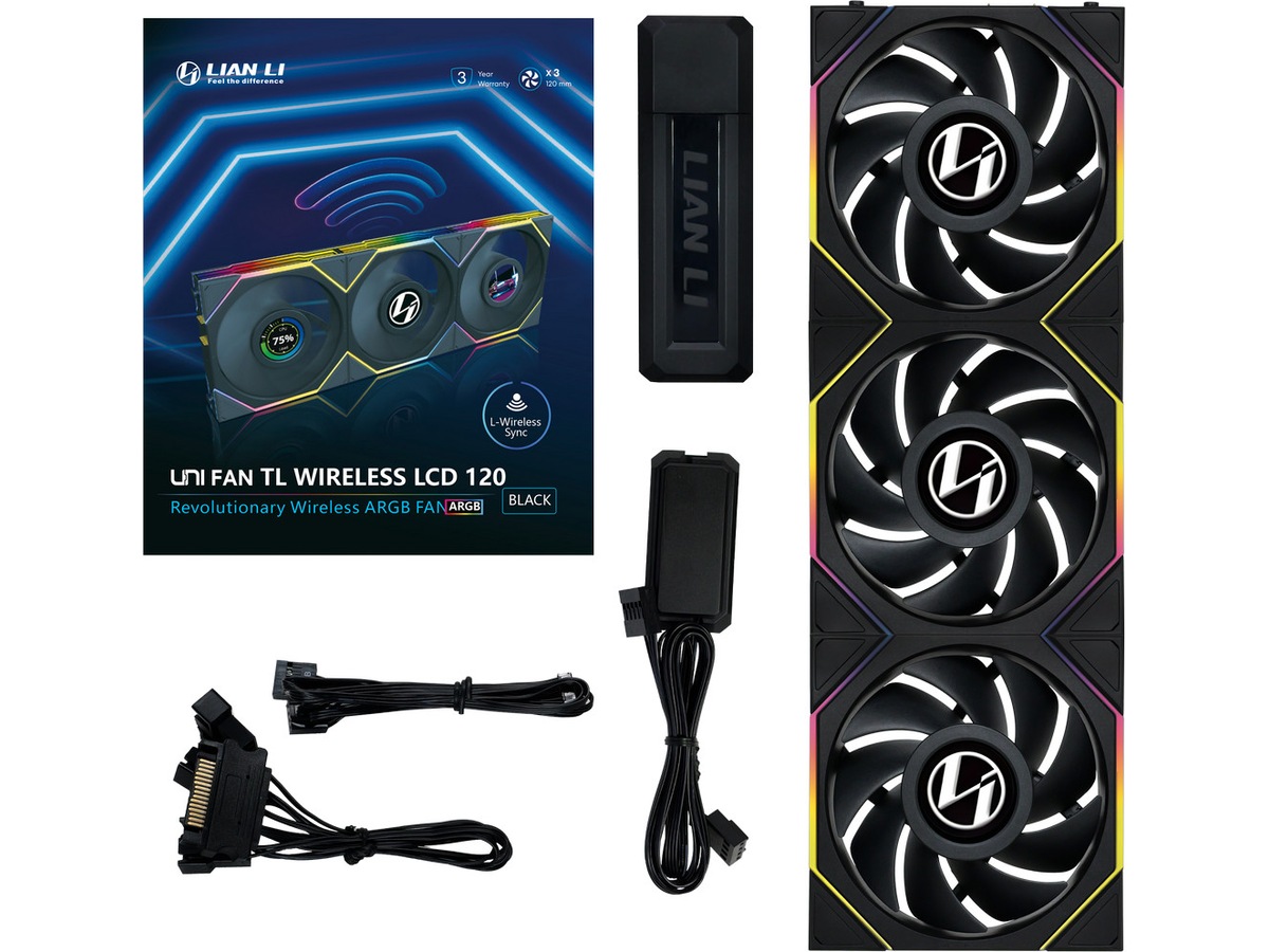 Lian Li UNI FAN TL Wireless LCD Reverse 3pk (sort) -B-Grade Demo annet i datautstyr