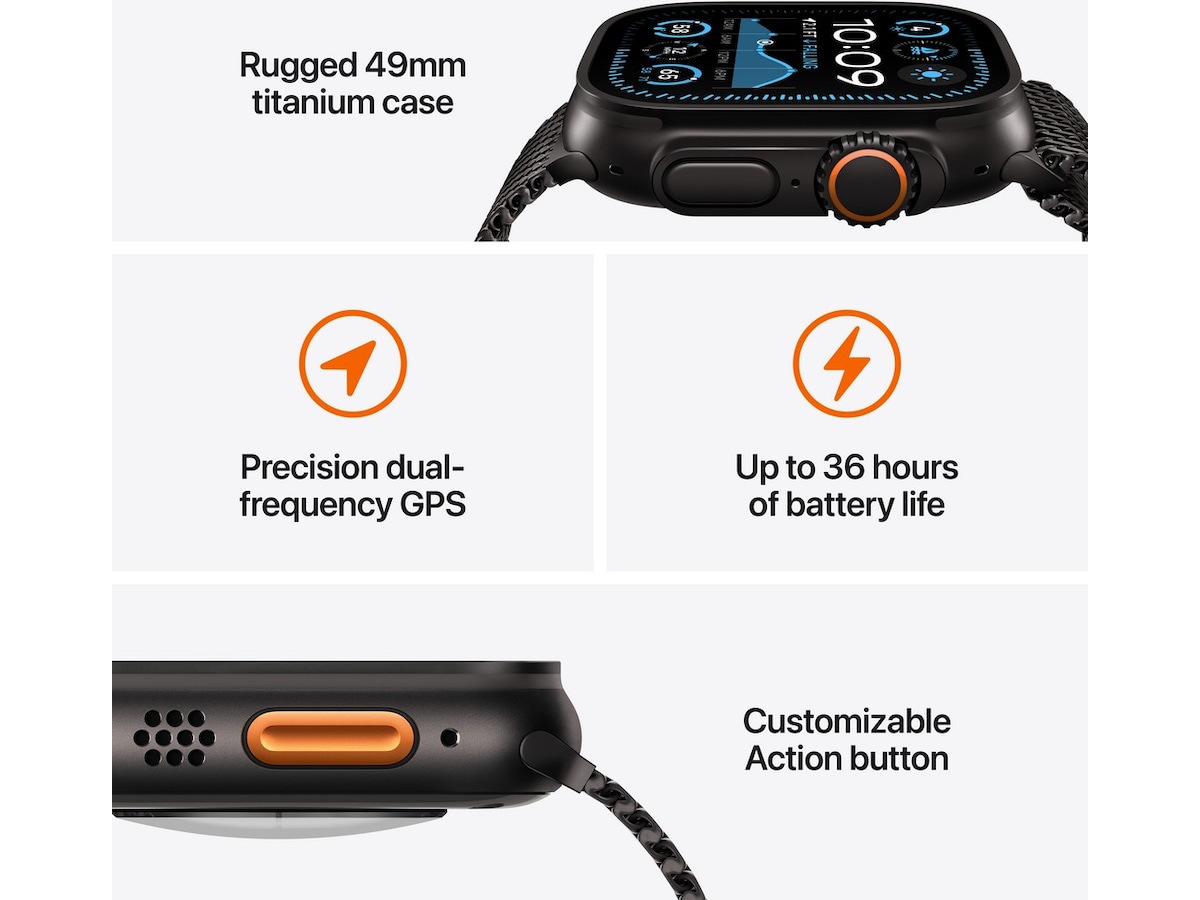 Apple Watch Ultra 2 49mm GPS + LTE Titan (sort) -B-Grade Demo klokker