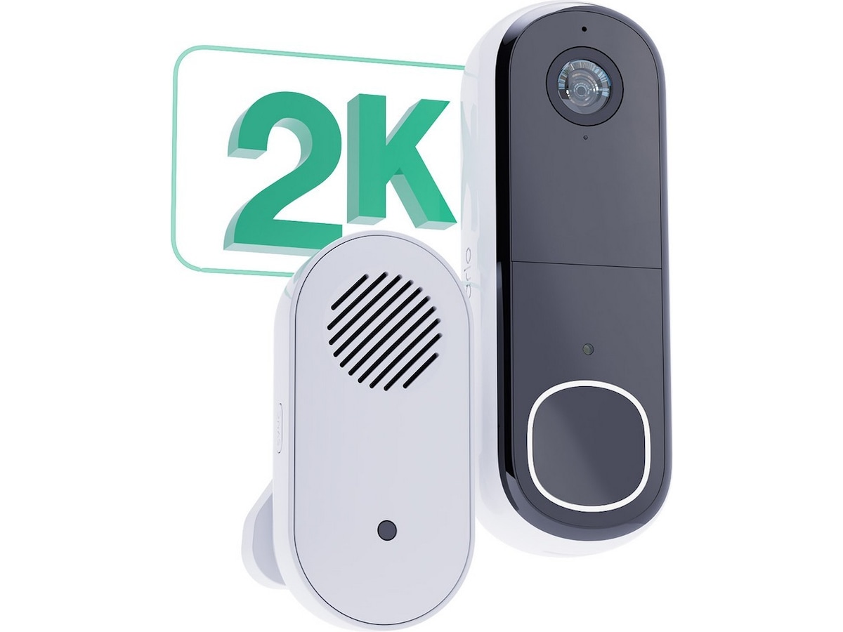 Arlo Essential 2 2K Video Doorbell med Chime 2 Ringeklokker