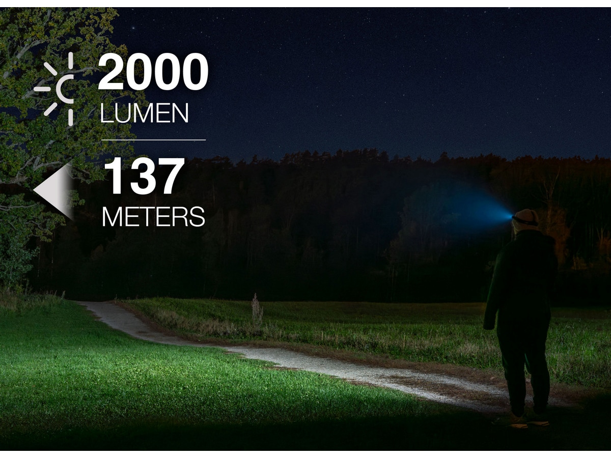 iiglo Hodelykt 2.000 lumen, 18650 batteri Hodelykter & lommelykter