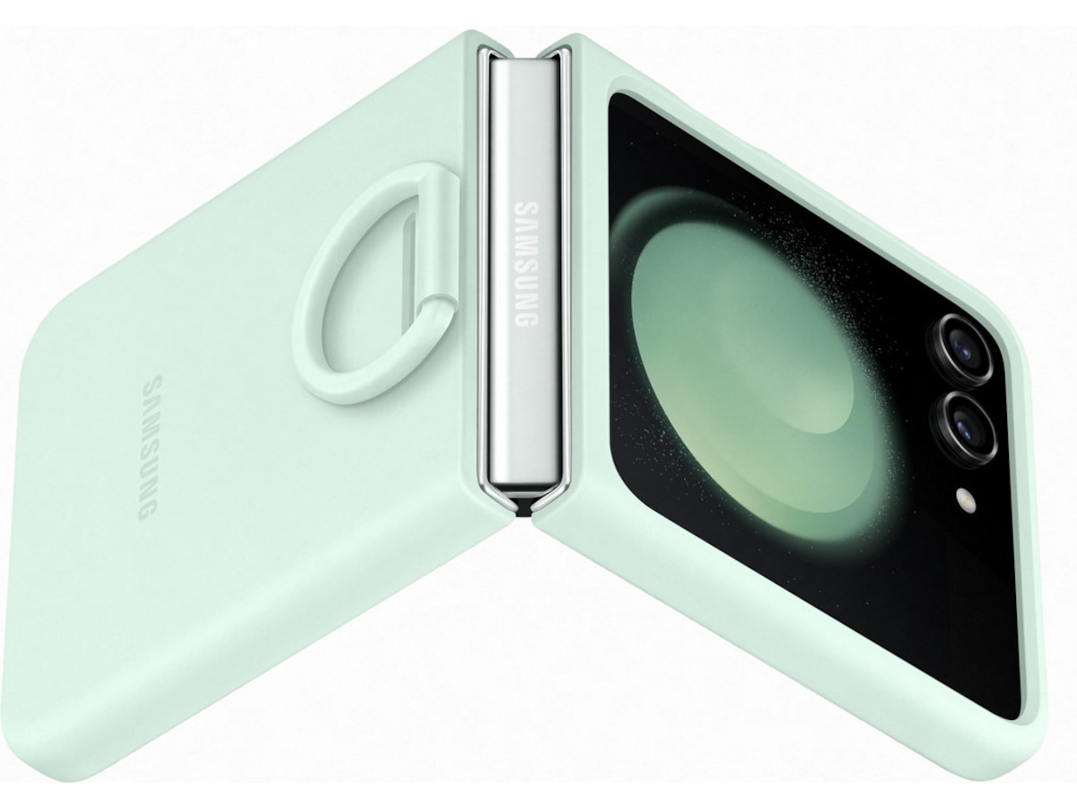 Samsung Z Flip5 Silikondeksel med Ring (ocean green) Deksel til mobiltelefon