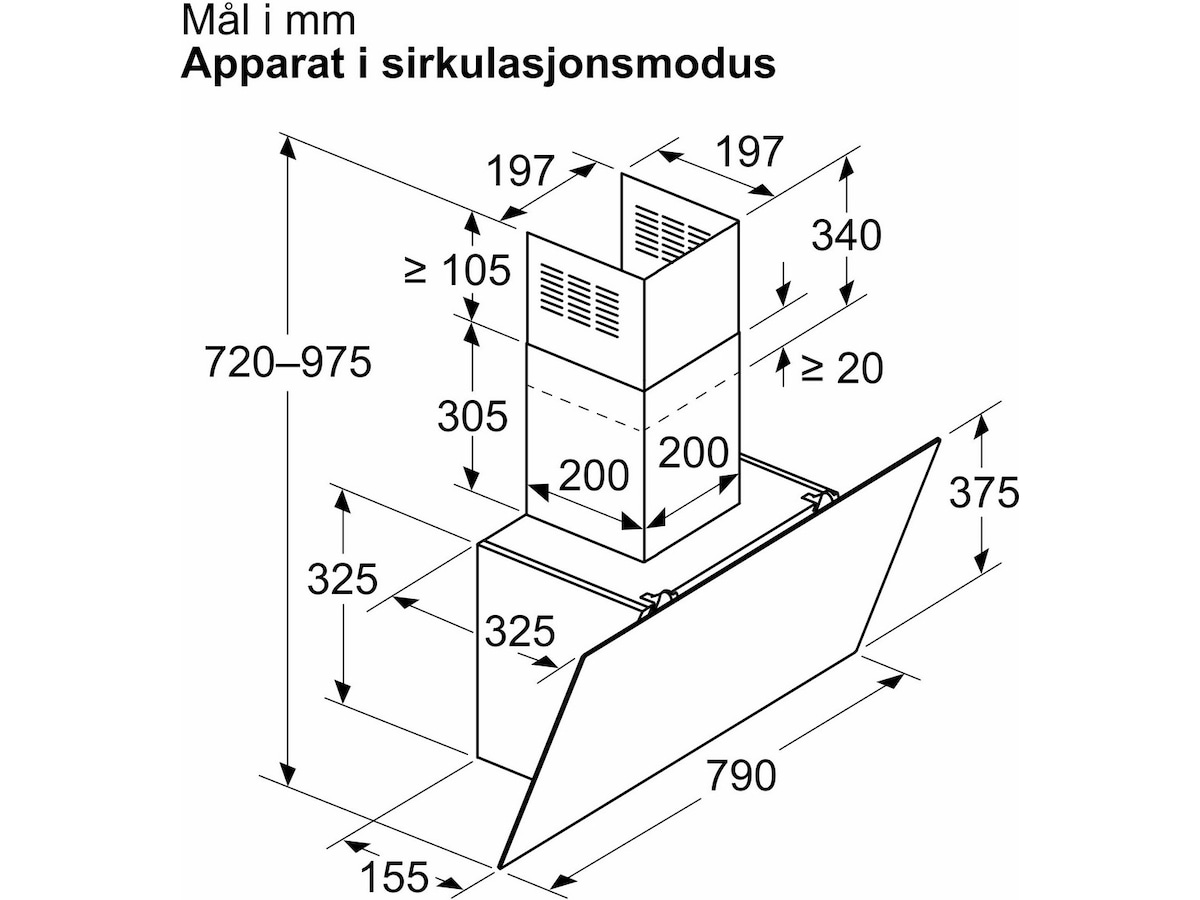 Siemens iQ100 LC85KDK60 Ventilator (sort) Veggmontert Kjøkkenvifte