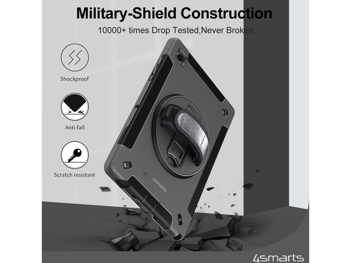 4smarts Galaxy Tab A9+ Rugged Case Grip deksel (sort) Deksel til nettbrett