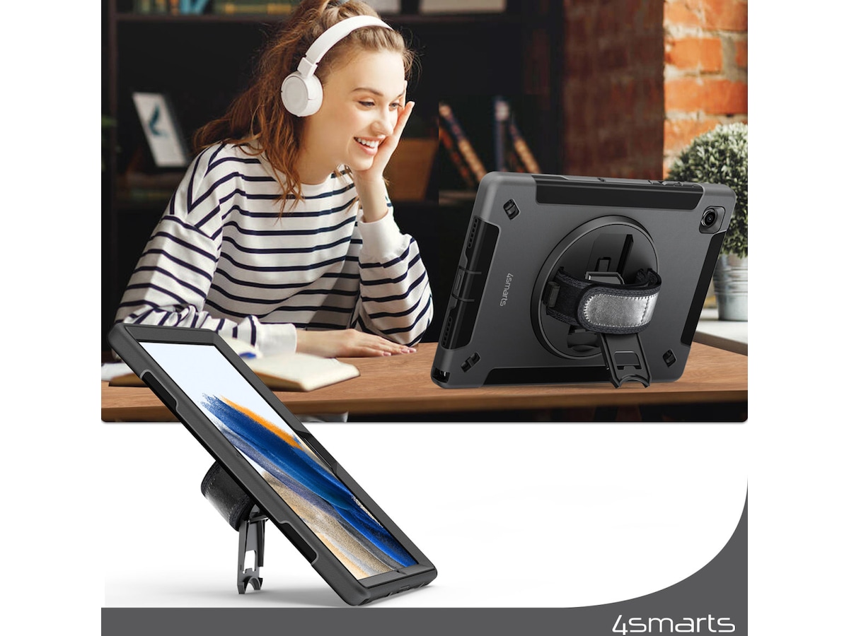 4smarts Galaxy Tab A9+ Rugged Case Grip deksel (sort) Deksel til nettbrett
