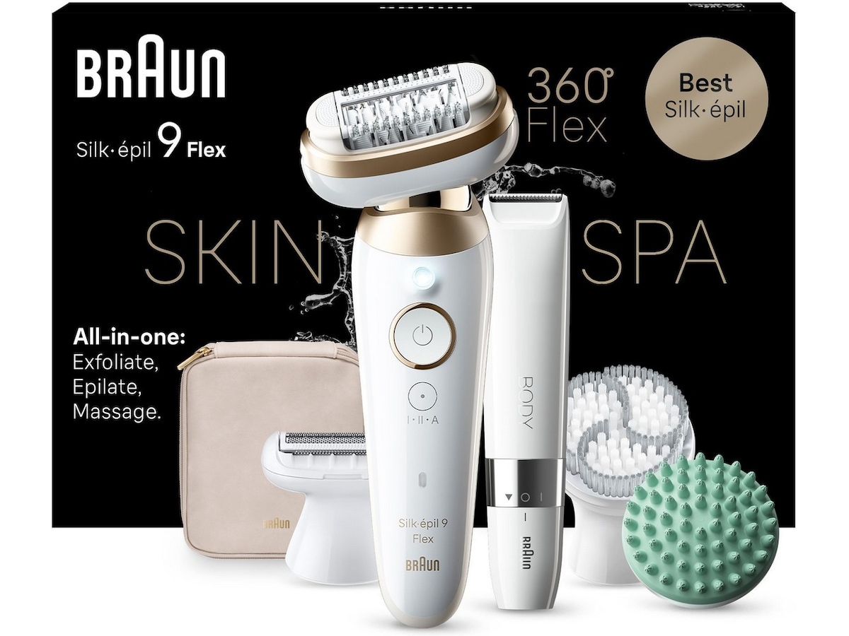 Braun Silk-épil 9 Flex 3S SkinSpa Epilator SES9-481 (hvit/gull) Epilator & IPL-hårfjerning