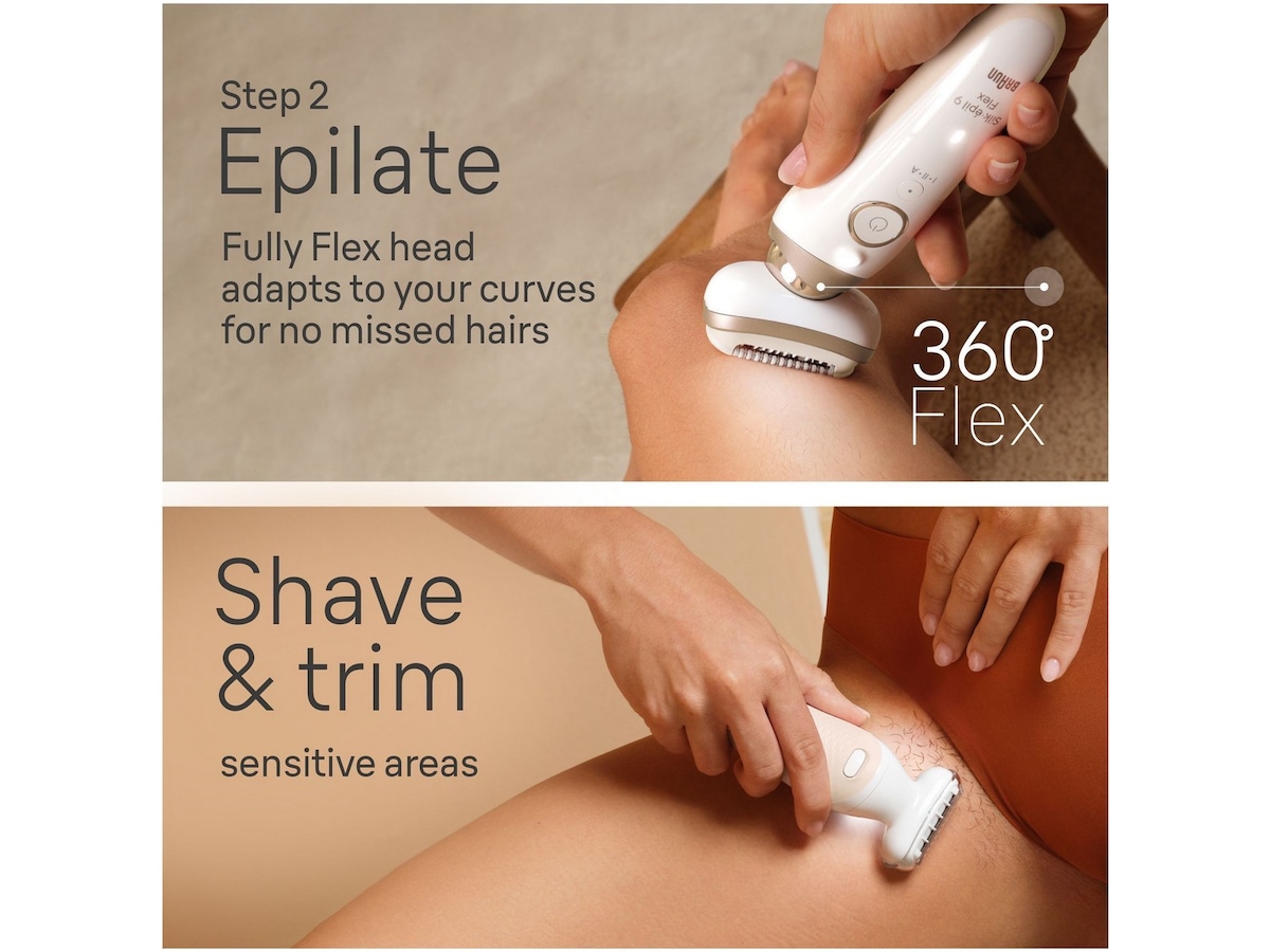 Braun Silk-épil 9 Flex 3S SkinSpa Epilator SES9-481 (hvit/gull) Epilator & IPL-hårfjerning