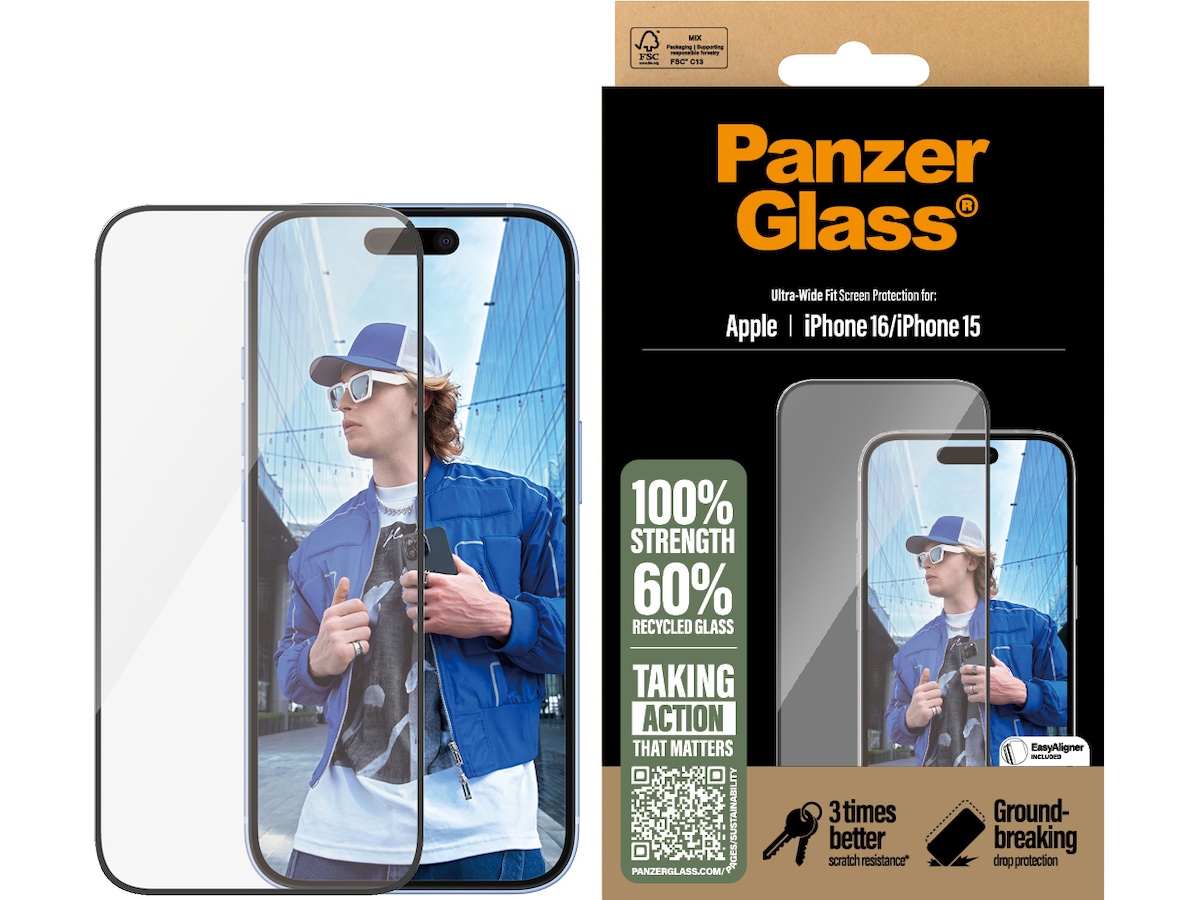 PanzerGlass iPhone 15 / 16 skjermbeskytter Skjermbeskyttelse