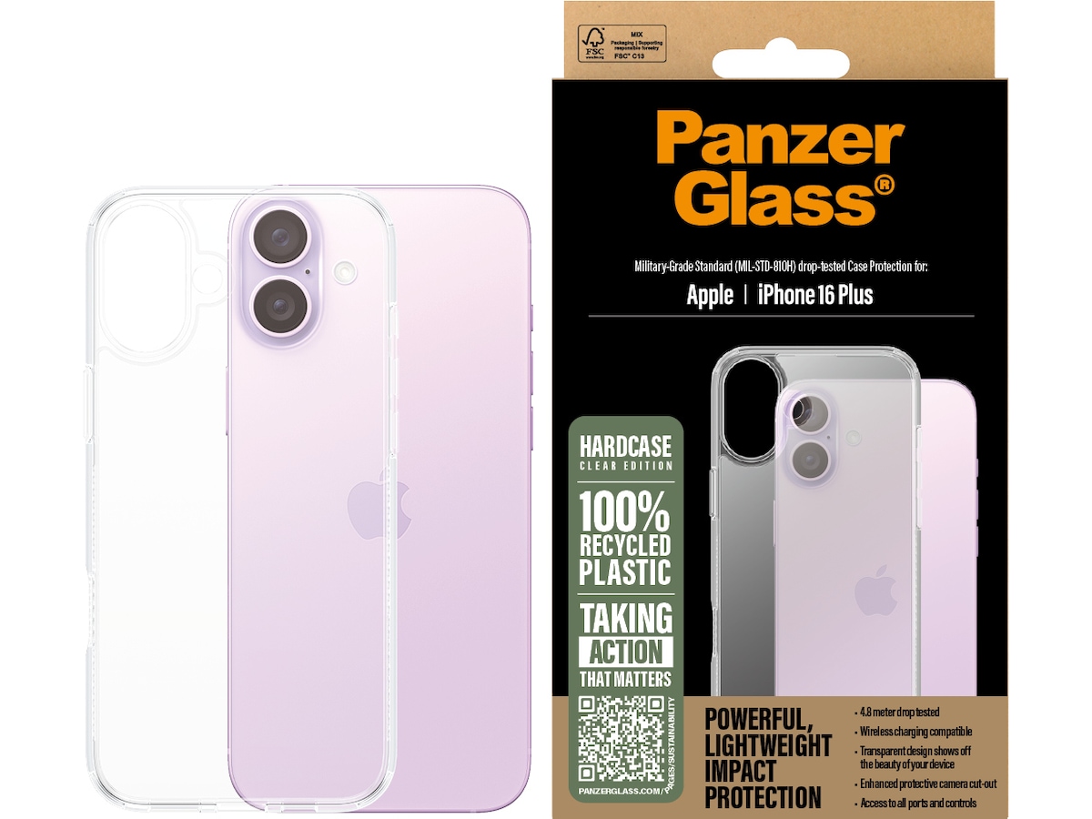 PanzerGlass iPhone 16 Plus HardCase deksel (gjennomsiktig) Deksel til mobiltelefon