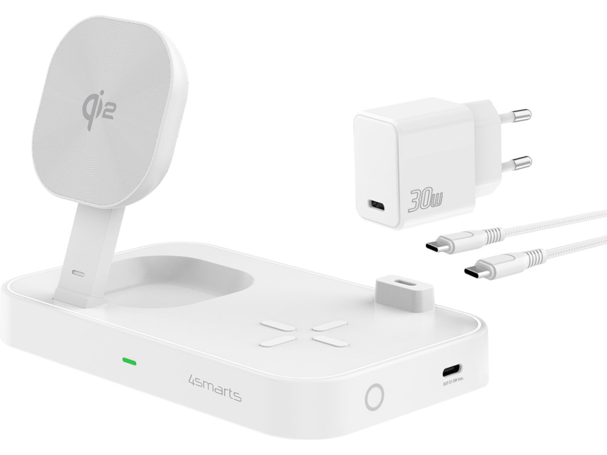 4smarts Qi2 Charging Station Trident (hvit) Mobilladere