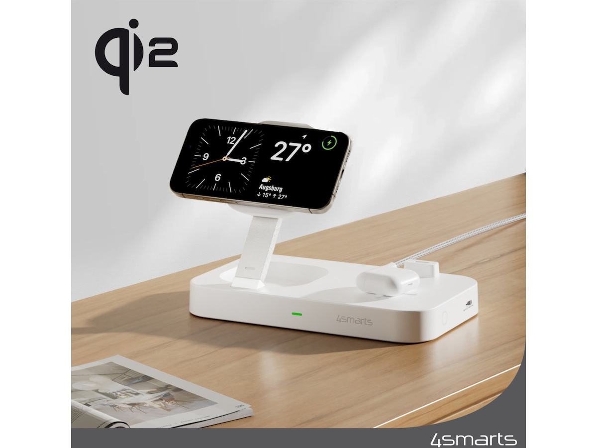 4smarts Qi2 Charging Station Trident (hvit) Mobilladere
