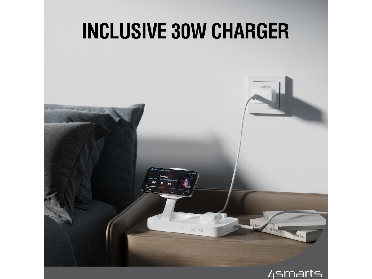 4smarts Qi2 Charging Station Trident (hvit) Mobilladere