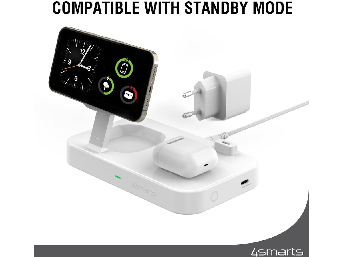 4smarts Qi2 Charging Station Trident (hvit) Mobilladere