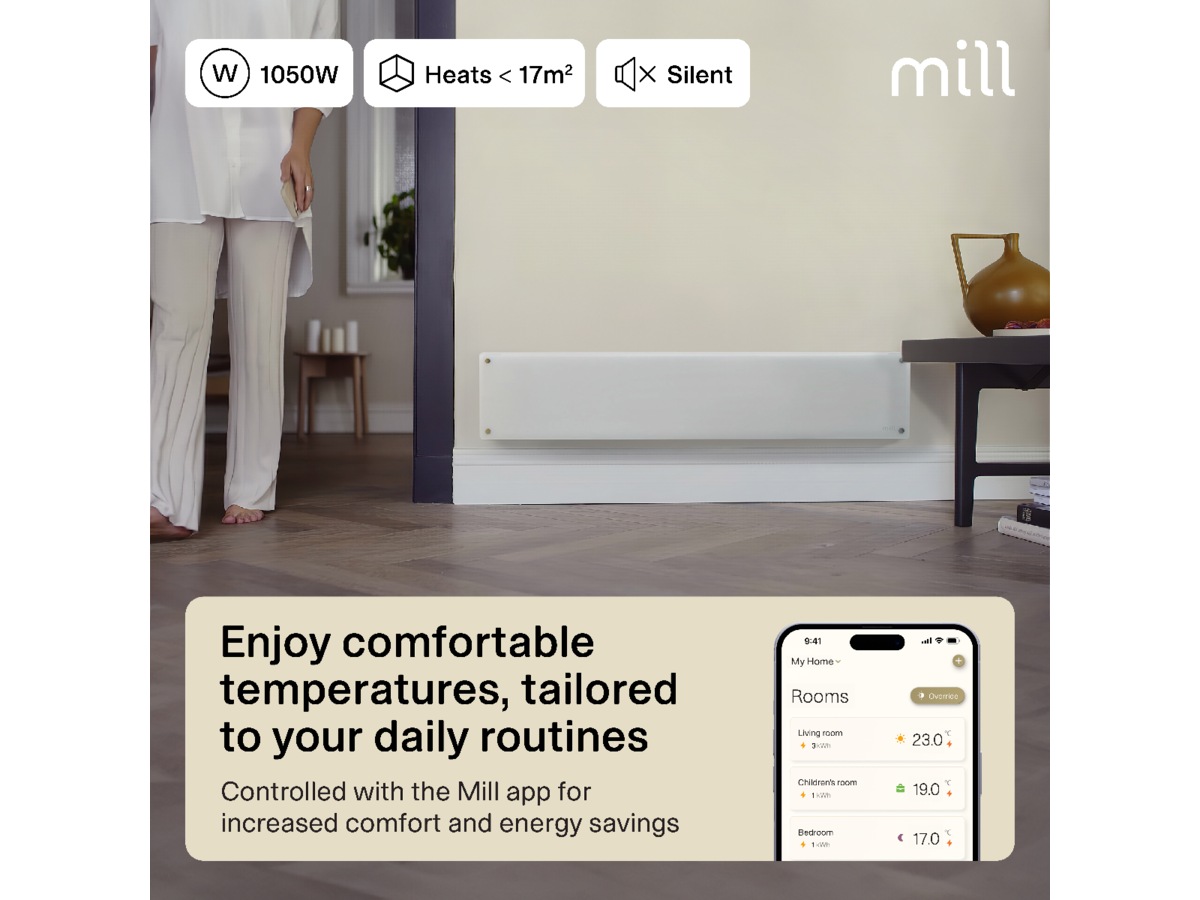 Mill Glass Smart WiFi Gen 4 panellist 1050W Panelovner