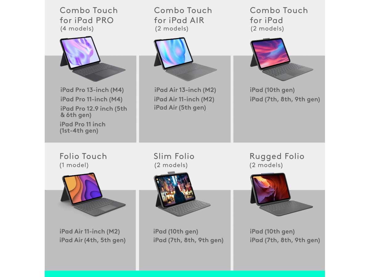 Logitech iPad Air 11" Combo Touch tastaturdeksel (oxford grey) -B-Grade Demo annet i PC & nettbrett