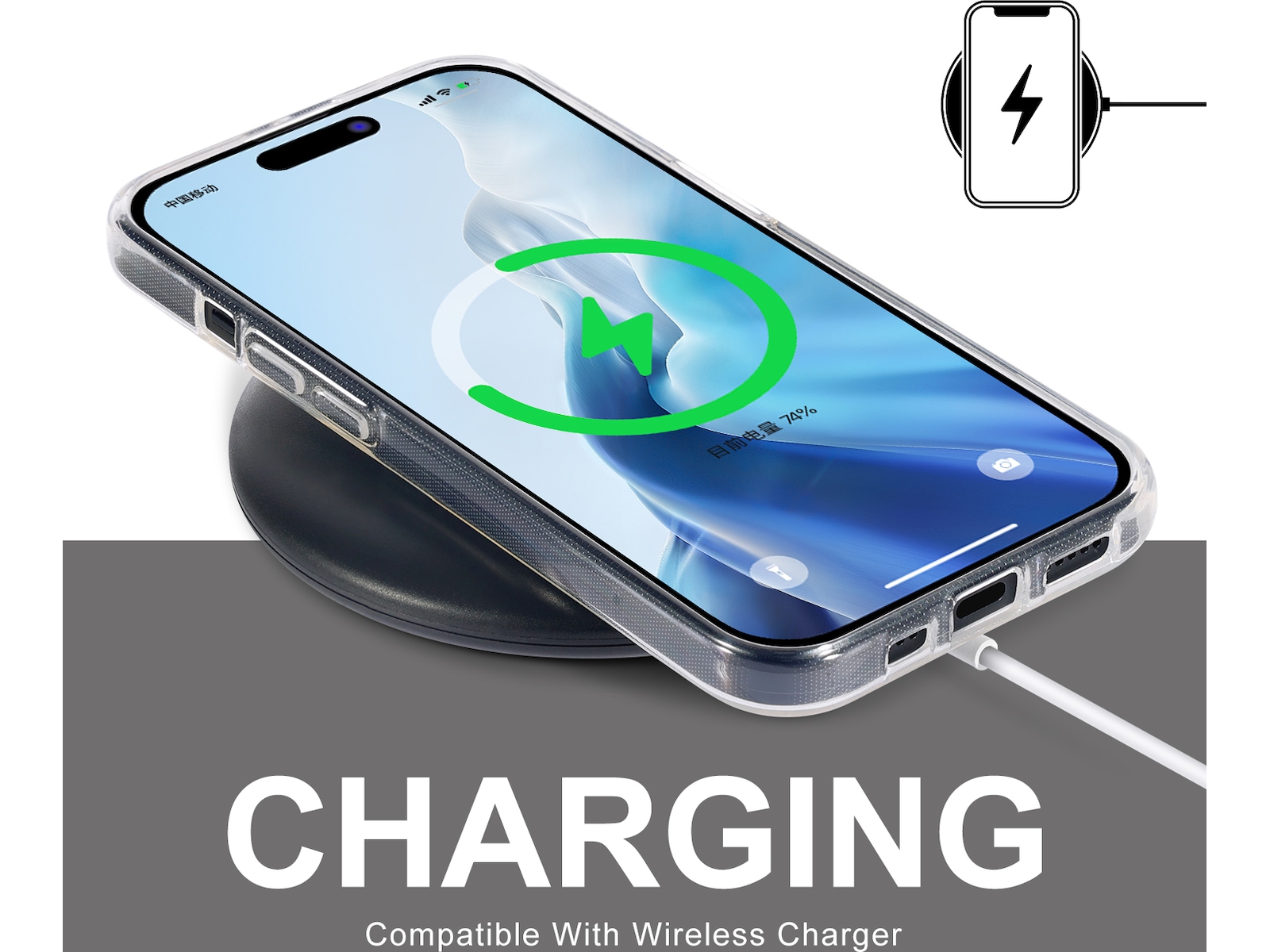 iiglo iPhone 15 / 14 Silikondeksel (gjennomsiktig) Deksel til mobiltelefon