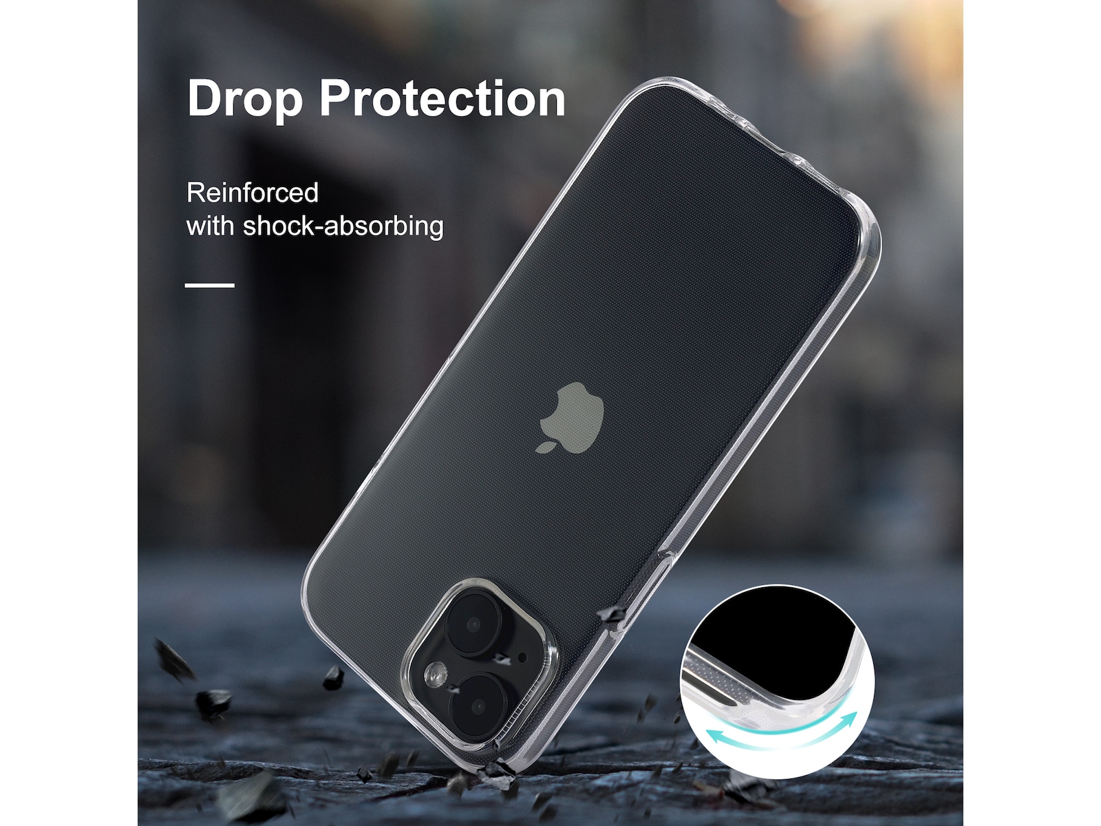 iiglo iPhone 15 / 14 Silikondeksel (gjennomsiktig) Deksel til mobiltelefon