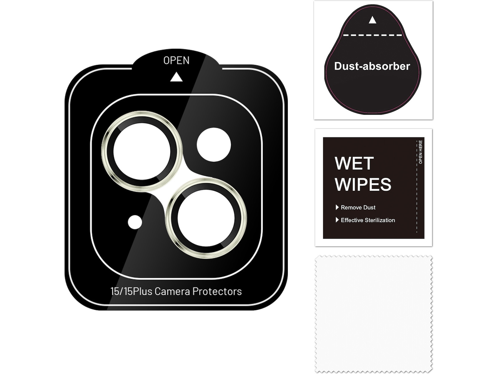 iiglo iPhone 15 / 15 Plus Linsebeskytter gul ramme (gul) Skjermbeskyttelse