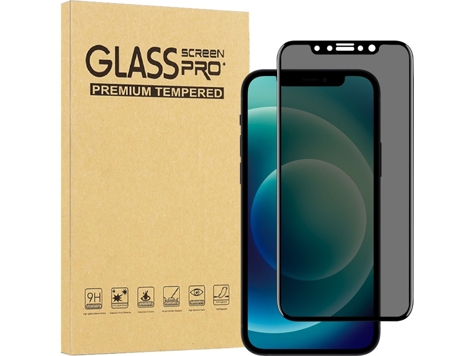 iiglo  iPhone 12 3D Privacy Skjermbeskytter Skjermbeskyttelse