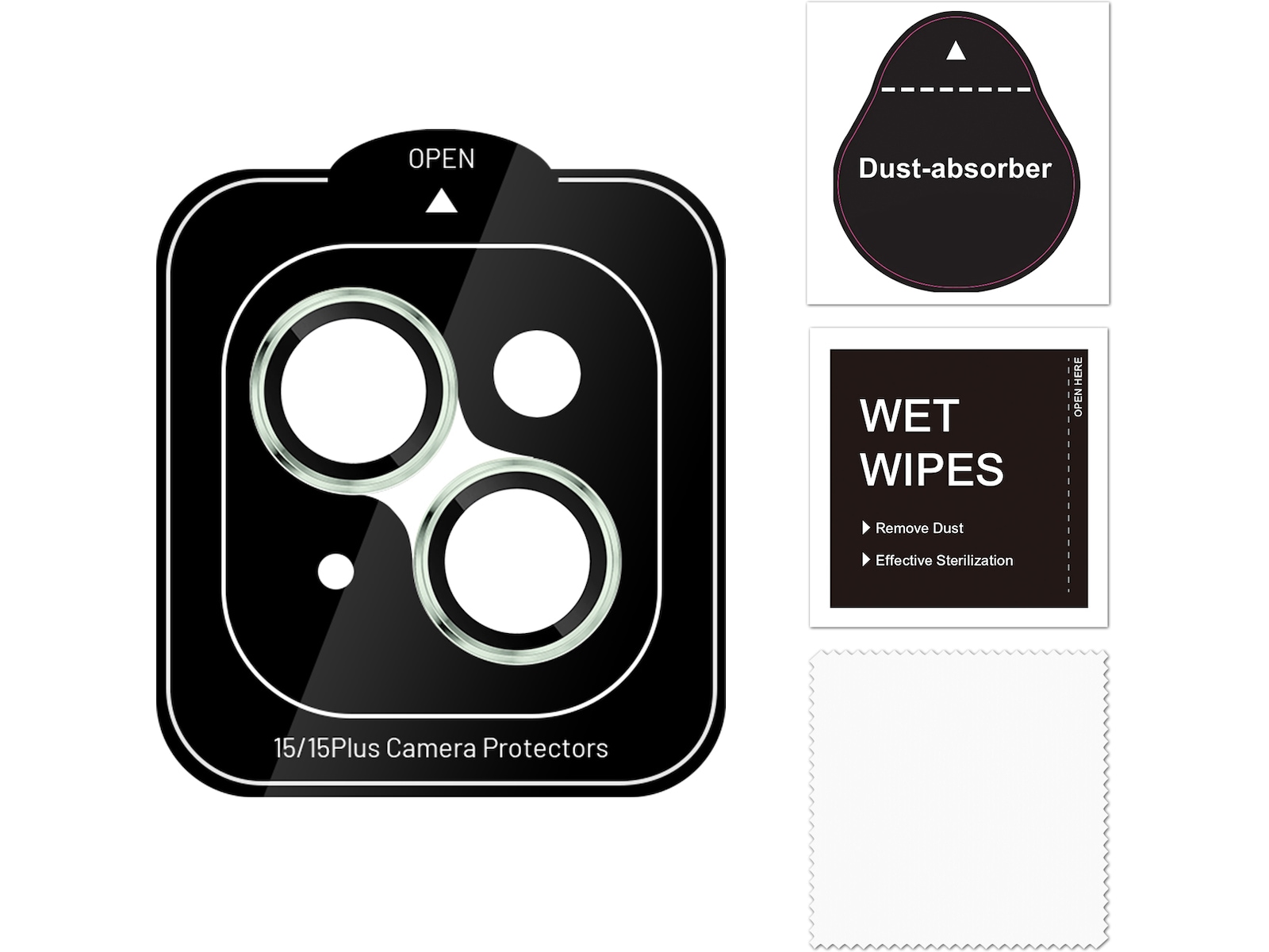 iiglo iPhone 15 / 15 Plus Linsebeskytter grønn ramme (grønn) Skjermbeskyttelse