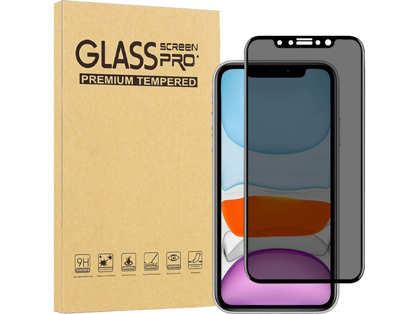 iiglo iPhone 11 3D Privacy Skjermbeskytter Skjermbeskyttelse