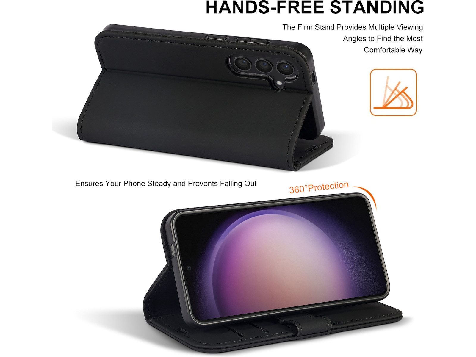 iiglo Galaxy S24 Lommebokdeksel (sort) Deksel til mobiltelefon