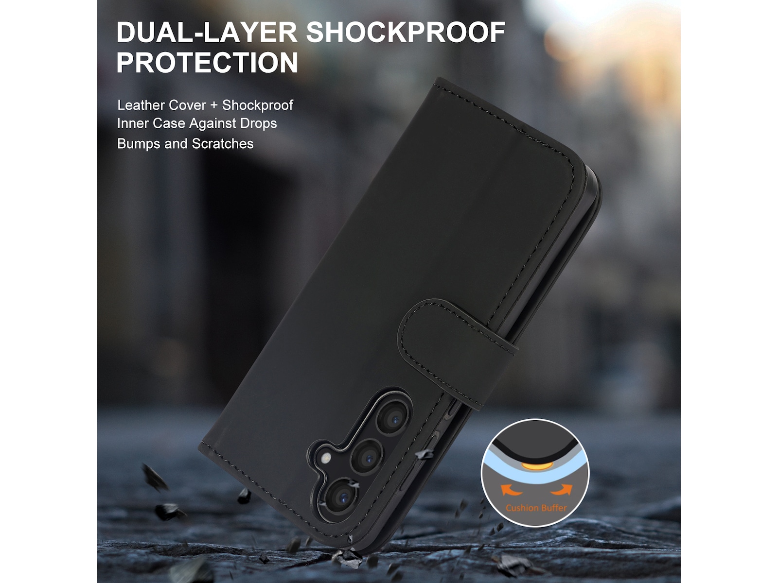 iiglo Galaxy S24 Lommebokdeksel (sort) Deksel til mobiltelefon