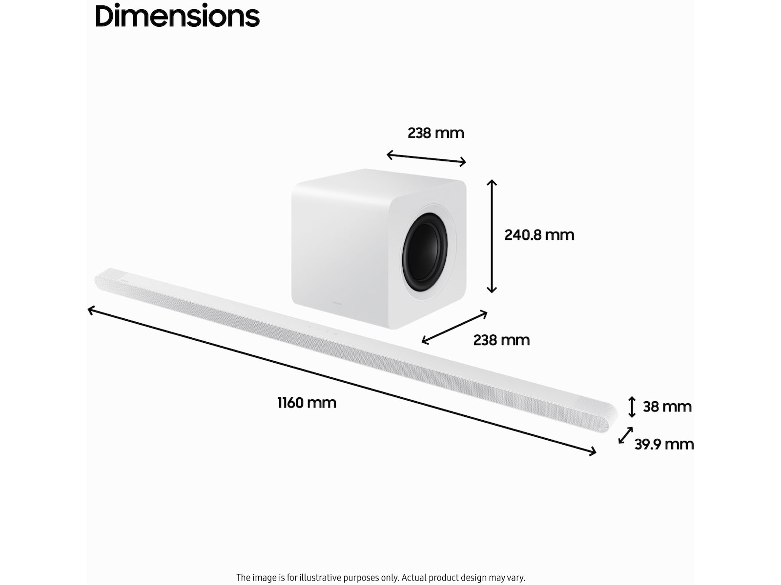 Samsung HW-S811D soundbar med subwoofer (hvit) Lydplanker