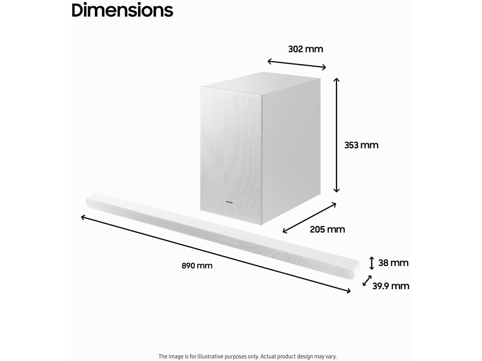 Samsung HW-S711D soundbar med subwoofer (hvit) Lydplanker
