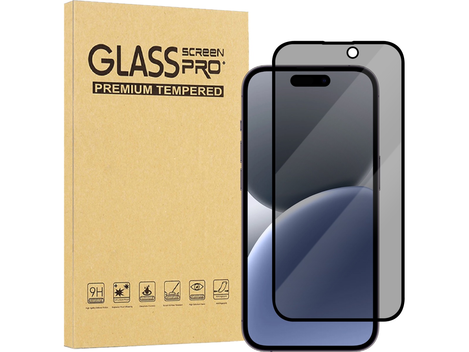 iiglo iPhone 16 Plus / 15 Plus 3D Privacy Glass skjermbeskytter Skjermbeskyttelse