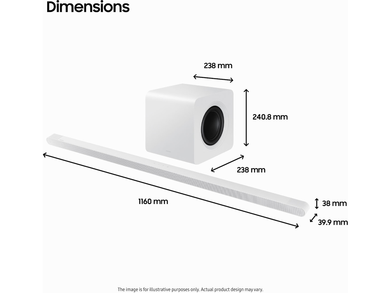 Samsung HW-S811D soundbar med subwoofer (hvit) -B-Grade Demo DVD/Hi-Fi/stereo