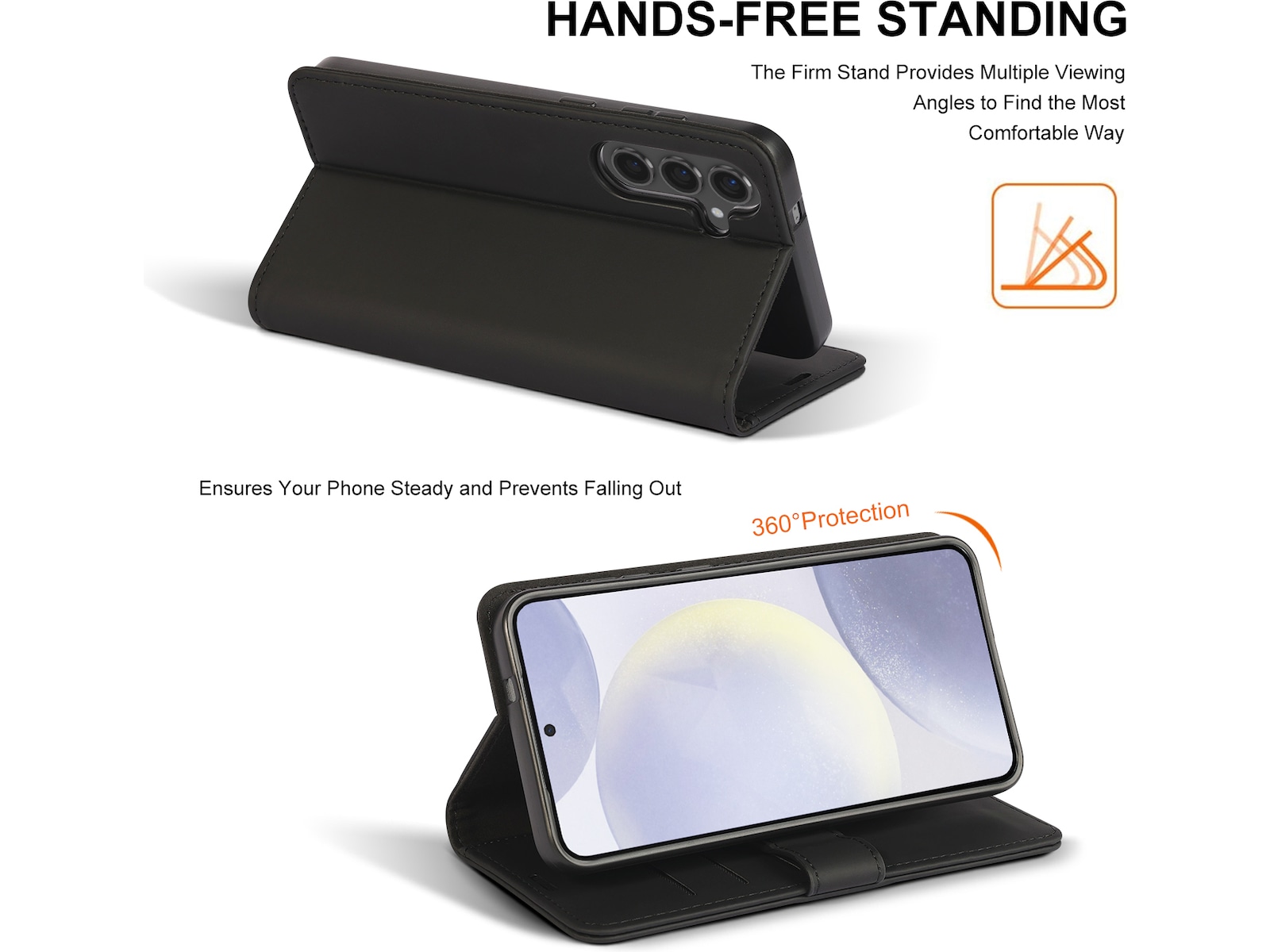 iiglo Galaxy S25+ Lommebokdeksel (sort) Deksel til mobiltelefon