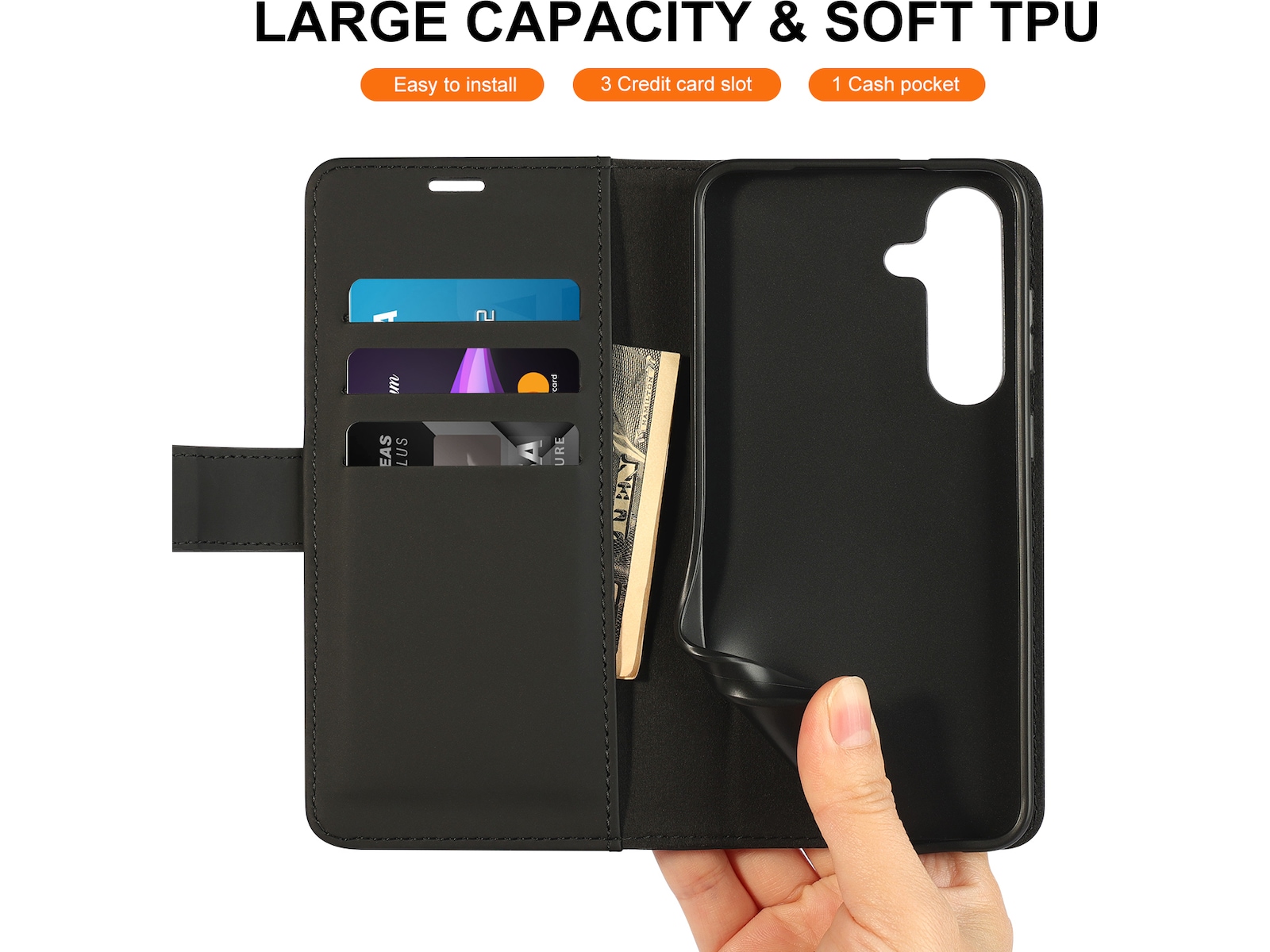 iiglo Galaxy S25+ Lommebokdeksel (sort) Deksel til mobiltelefon