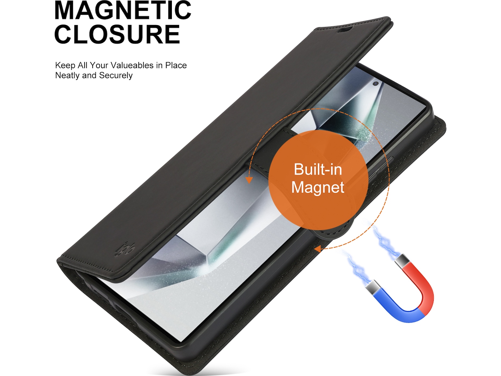 iiglo Galaxy S25 Ultra Lommebokdeksel (sort) Deksel til mobiltelefon