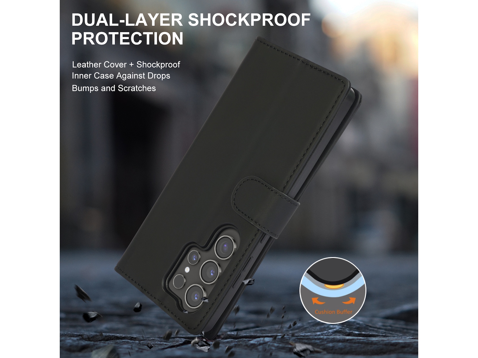 iiglo Galaxy S25 Ultra Lommebokdeksel (sort) Deksel til mobiltelefon