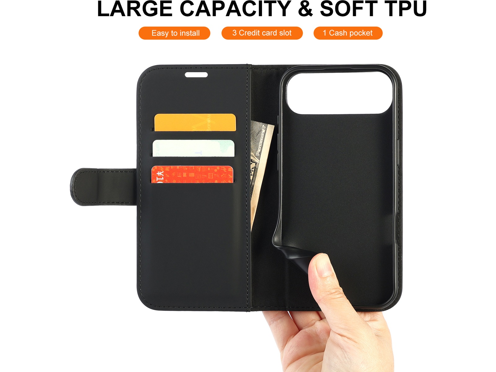 iiglo iPhone Air Lommebokdeksel (sort) Deksel til mobiltelefon