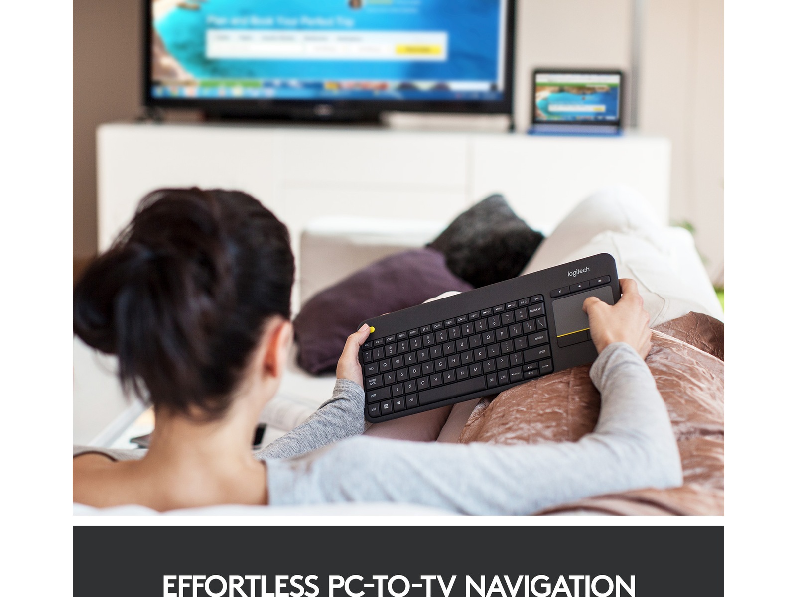 Logitech K400 Plus Trådløs Tastatur Grå Tastatur