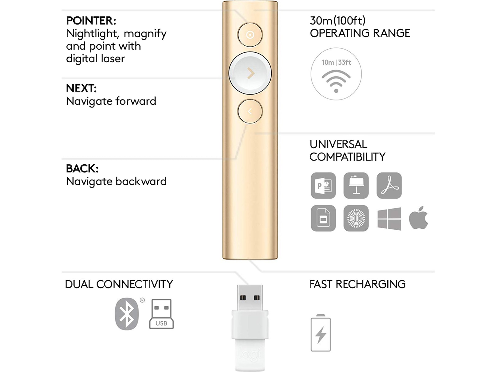 Logitech Spotlight Presentation Gold Presenter