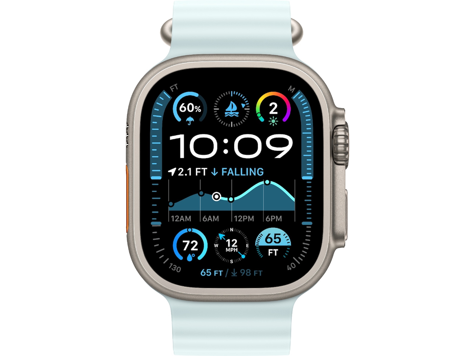 Apple Watch 49mm Natural Titanium Ocean Band Extension (ice blue) Reim