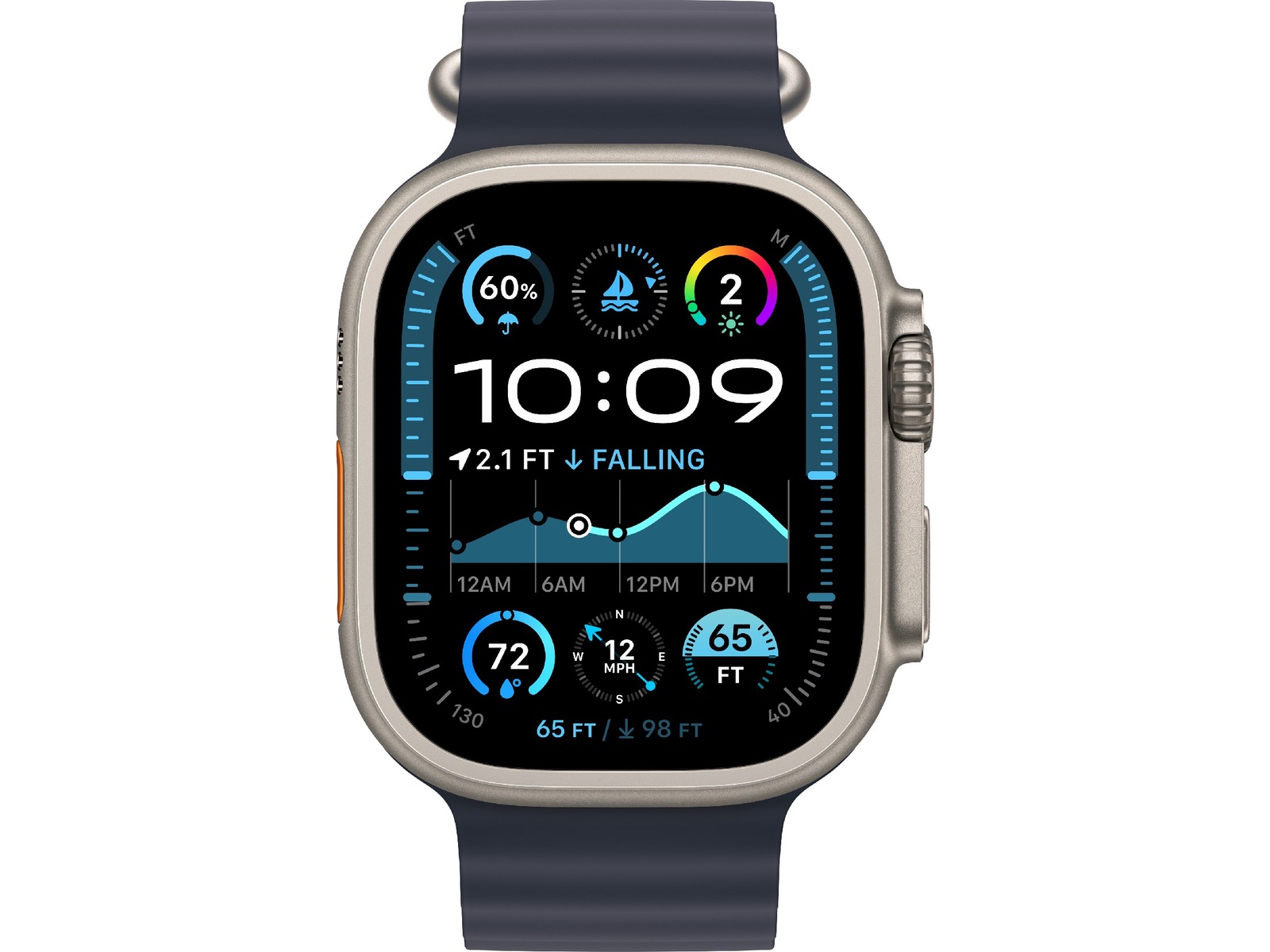 Apple Watch 49mm Natural Titanium Ocean Band Extension (navy) Reim