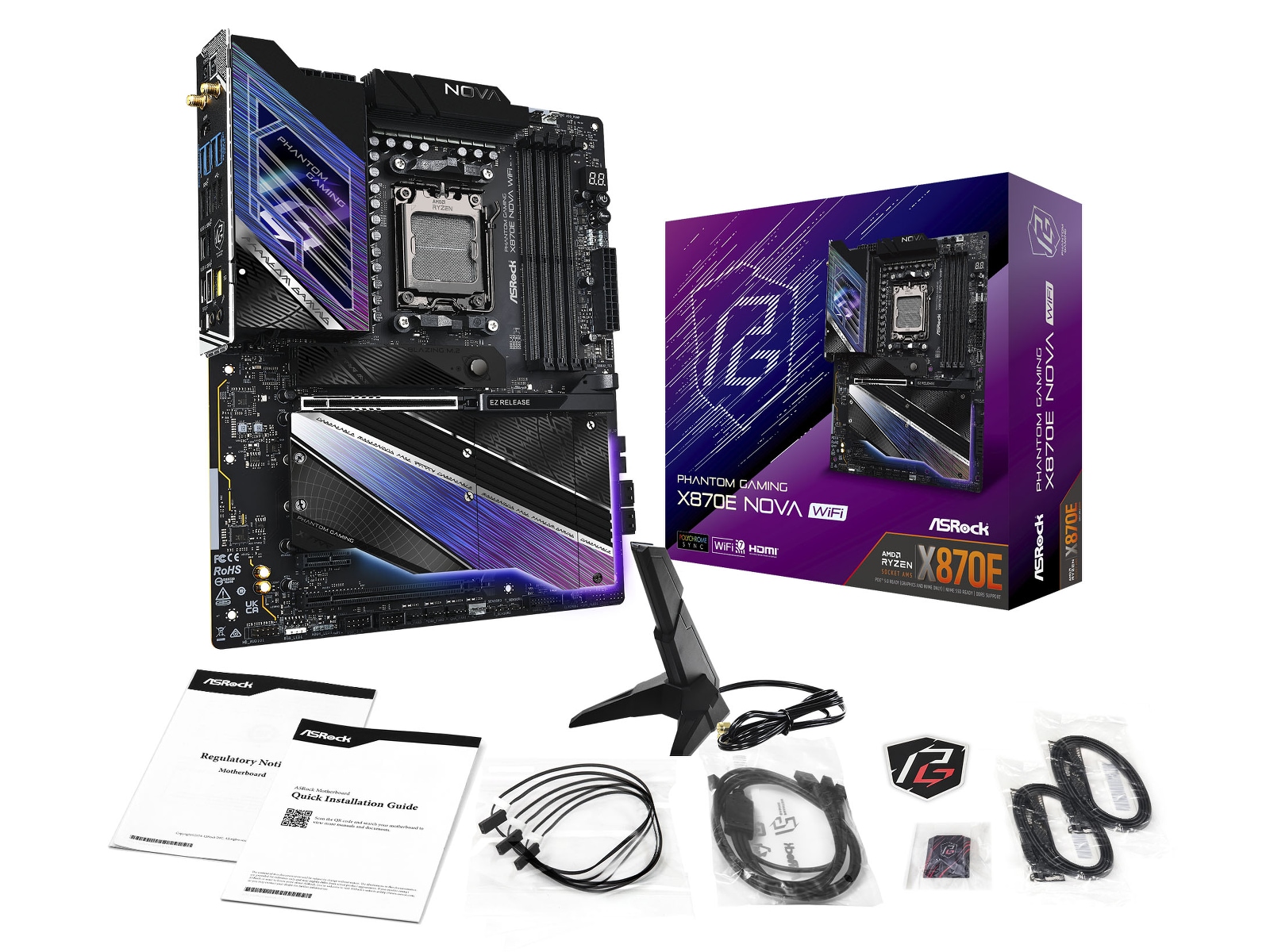 ASRock X870E Phantom Gaming Nova WiFi Hovedkort AMD Socket