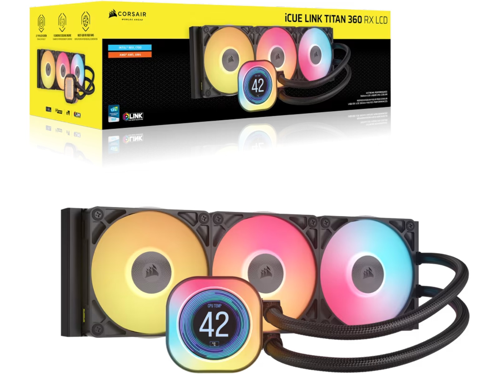 Corsair iCUE LINK TITAN 360 RX LCD AIO Kjøler (sort) CPU - Vannkjøling