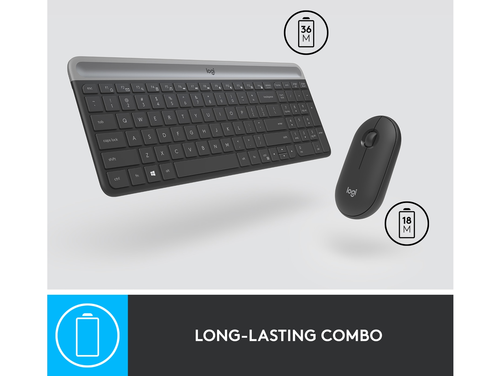 Logitech MK470 Slim Trådløs Kombo Mus & tastatur -kombipakker